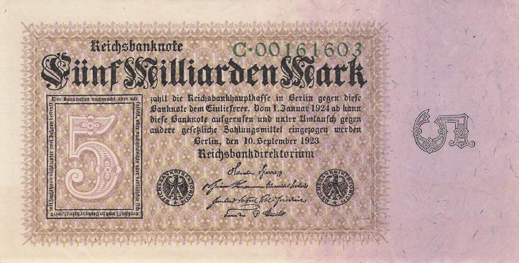 Ro.112 5 Milliarden Mark 1923
